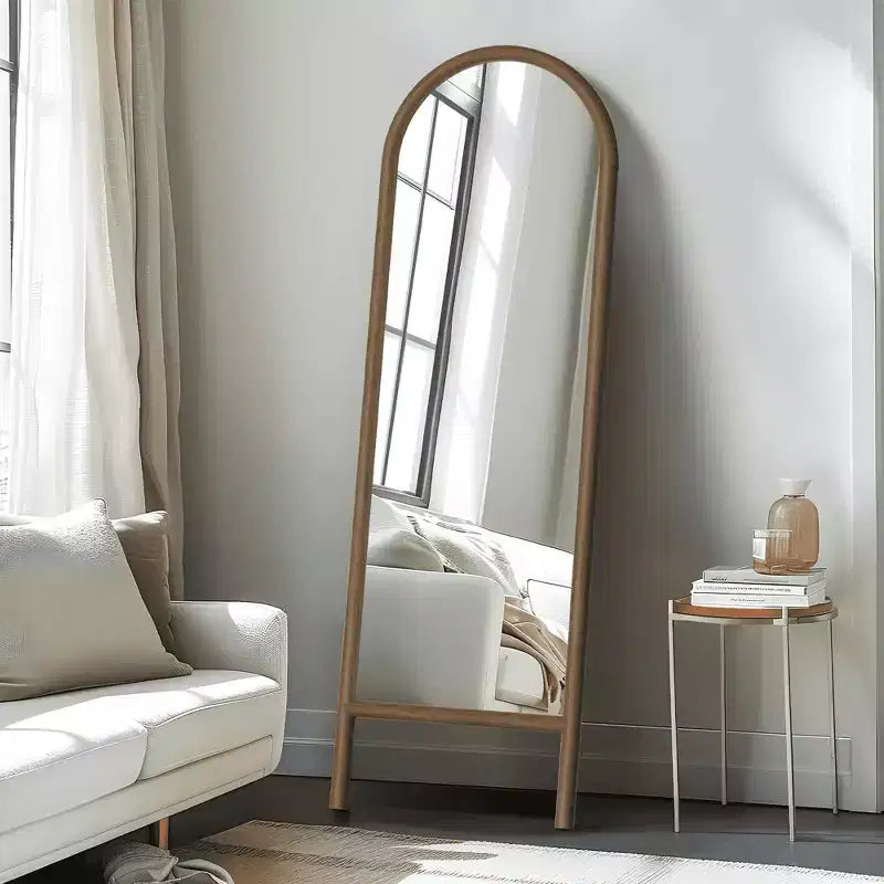Specchio a figura intera MAYEERTY in legno massello, a pioli, ad arco, nero 64x21x1 pollici, senza supporto