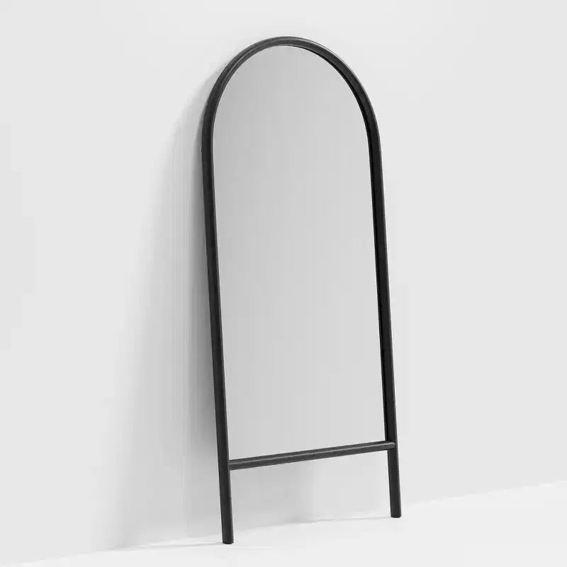 Specchio a figura intera MAYEERTY in legno massello, a pioli, ad arco, nero 64x21x1 pollici, senza supporto