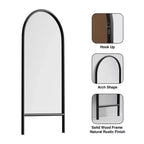Specchio a figura intera MAYEERTY in legno massello, a pioli, ad arco, nero 64x21x1 pollici, senza supporto