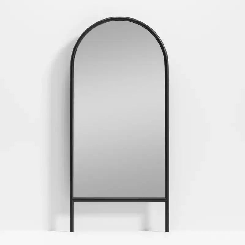 Specchio a figura intera MAYEERTY in legno massello, a pioli, ad arco, nero 64x21x1 pollici, senza supporto
