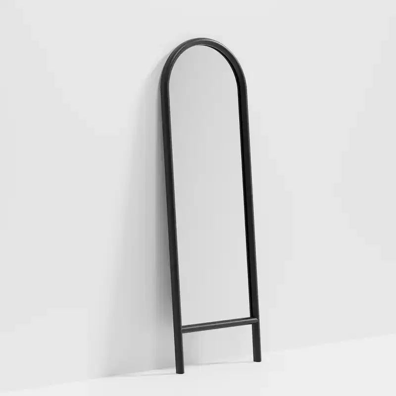 Specchio a figura intera MAYEERTY in legno massello, a pioli, ad arco, nero 64x21x1 pollici, senza supporto