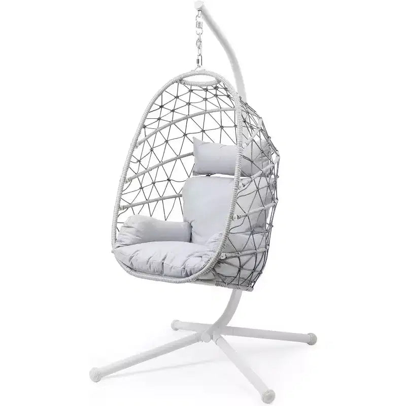 Heynemo Sedia a uovo sospesa da esterno con supporto, sedia a dondolo da interno, sedia sospesa in vimini in stile boho con supporto capacità 158 kg