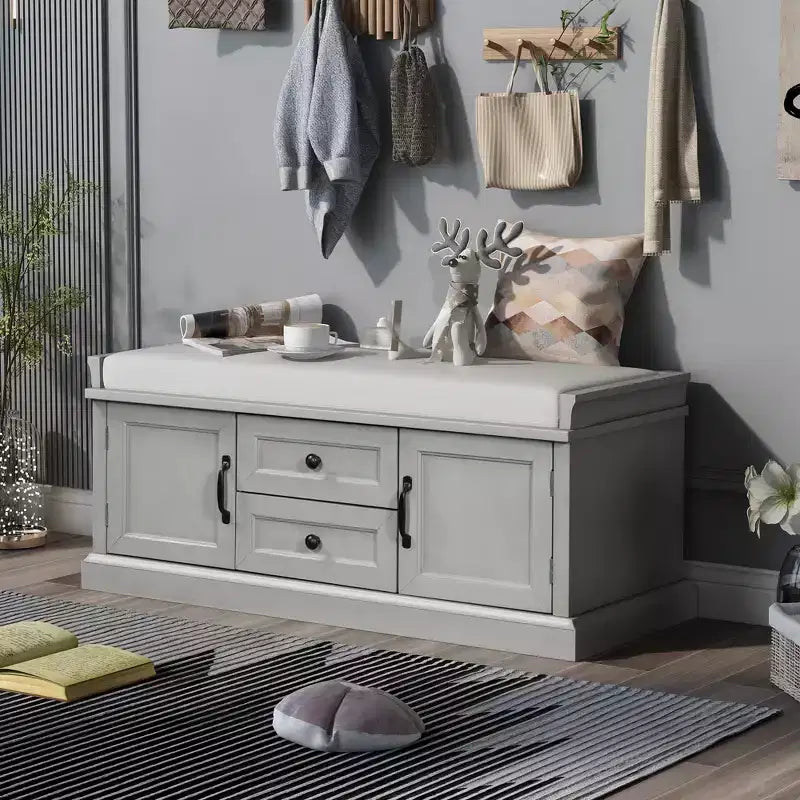 GDFStudio Panca scarpiera Frances con cassetti e armadietti