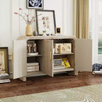 Bestier Mobile Contenitore a Buffet con Ante e Cassetti, Credenza Moderna Minimalista Curva con Maniglie Dorate per Soggiorno e Sala da Pranzo