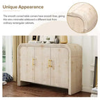Bestier Mobile Contenitore a Buffet con Ante e Cassetti, Credenza Moderna Minimalista Curva con Maniglie Dorate per Soggiorno e Sala da Pranzo