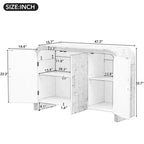 Bestier Mobile Contenitore a Buffet con Ante e Cassetti, Credenza Moderna Minimalista Curva con Maniglie Dorate per Soggiorno e Sala da Pranzo