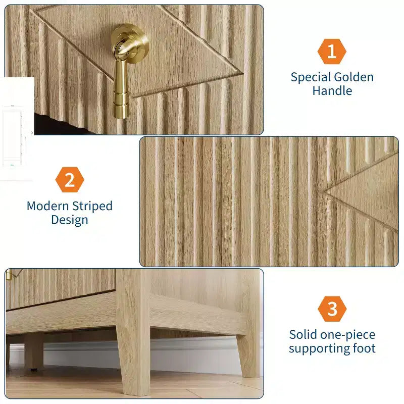 Cassettiera a 5 cassetti per camera da letto, comò in legno da 32" di larghezza con maniglie in metallo, organizer per vestiti scanalato, comodino stretto