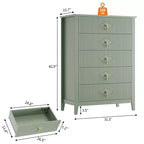 Cassettiera a 5 cassetti per camera da letto, comò in legno da 32" di larghezza con maniglie in metallo, organizer per vestiti scanalato, comodino stretto