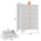 Cassettiera a 5 cassetti per camera da letto, comò in legno da 32" di larghezza con maniglie in metallo, organizer per vestiti scanalato, comodino stretto