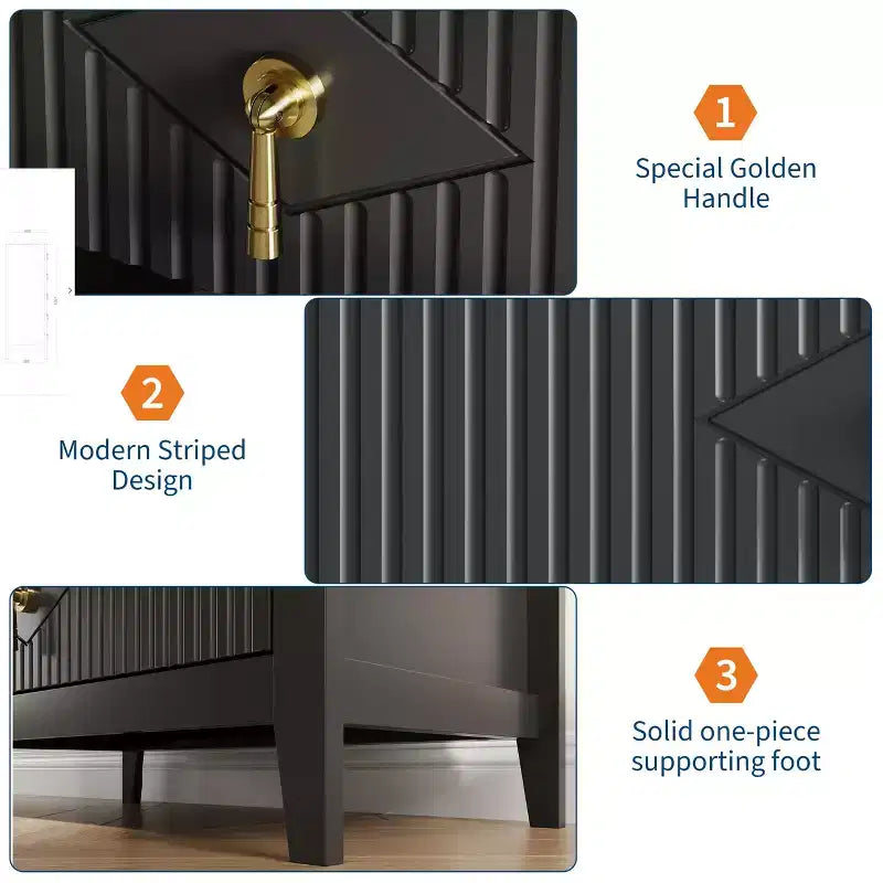 Cassettiera a 5 cassetti per camera da letto, comò in legno da 32" di larghezza con maniglie in metallo, organizer per vestiti scanalato, comodino stretto