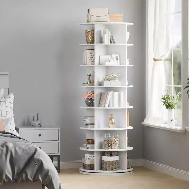 COZONY Scarpiera a Torre Rotante a 7 Livelli, Alta 162 cm, Girevole a 360°, per 28-32 Paia di Scarpe, Organizzatore Circolare Autoportante per Ingresso, Soggiorno