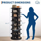 COZONY Scarpiera a Torre Rotante a 7 Livelli, Alta 162 cm, Girevole a 360°, per 28-32 Paia di Scarpe, Organizzatore Circolare Autoportante per Ingresso, Soggiorno