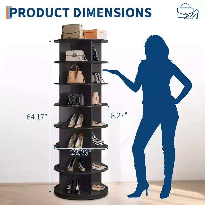 COZONY Scarpiera a Torre Rotante a 7 Livelli, Alta 162 cm, Girevole a 360°, per 28-32 Paia di Scarpe, Organizzatore Circolare Autoportante per Ingresso, Soggiorno