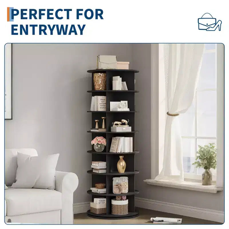 COZONY Scarpiera a Torre Rotante a 7 Livelli, Alta 162 cm, Girevole a 360°, per 28-32 Paia di Scarpe, Organizzatore Circolare Autoportante per Ingresso, Soggiorno