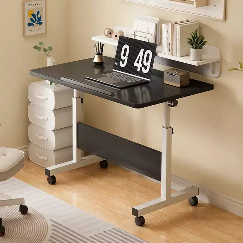 Scrivania Pieghevole Regolabile in Altezza con Ruote Bloccabili, Tavolo per Computer Mobile Sit-Stand Salvaspazio per Casa Ufficio, Postazione di Lavoro per Piccoli Spazi