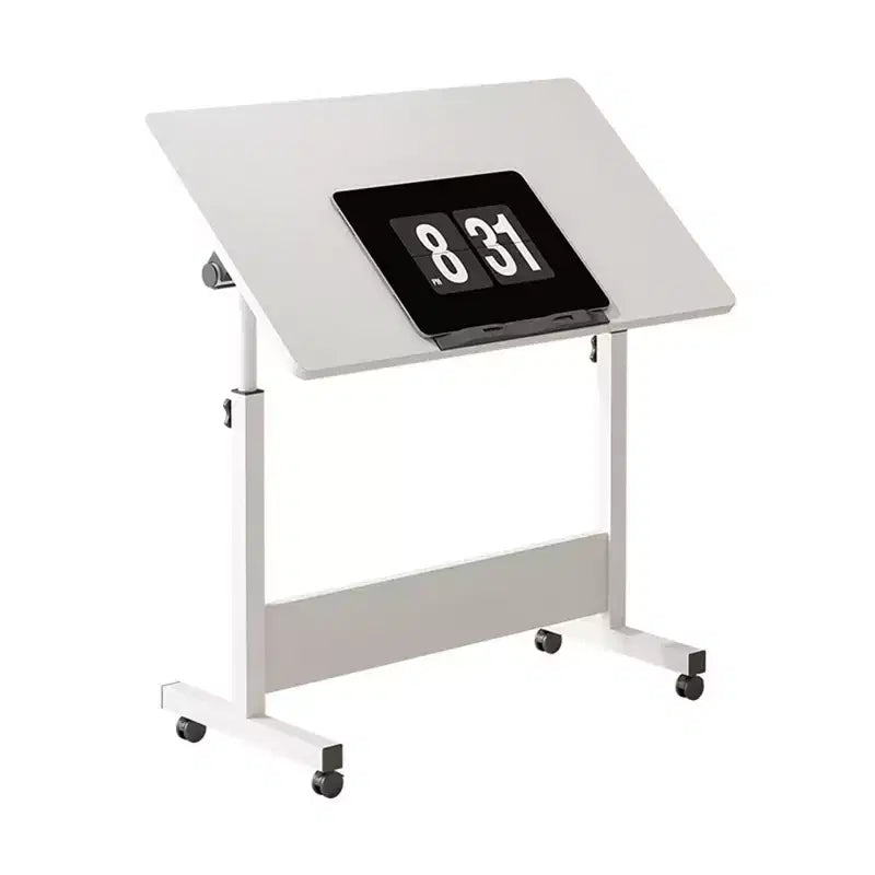 Scrivania Pieghevole Regolabile in Altezza con Ruote Bloccabili, Tavolo per Computer Mobile Sit-Stand Salvaspazio per Casa Ufficio, Postazione di Lavoro per Piccoli Spazi