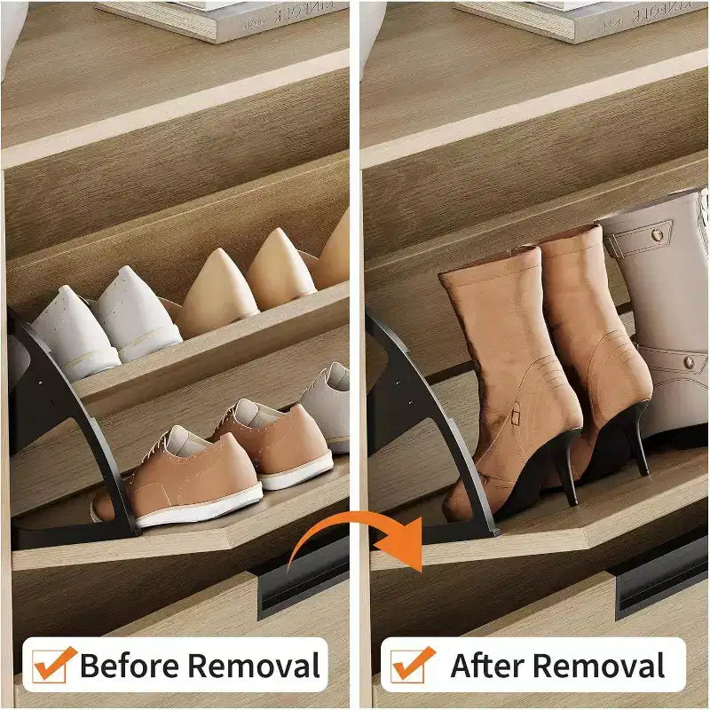 Acekool Scarpiera in Rovere - Organizer a 2 Scomparti Ribaltabili con Gambe in Metallo per Ingresso e Corridoio
