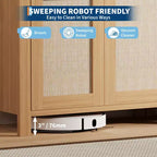 Credenza a buffet con contenitore, mobile in rattan con cassetto e anta decorata con ripiani regolabili, tavolo console da bar per soggiorno cucina