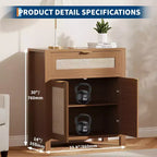 Credenza a buffet con contenitore, mobile in rattan con cassetto e anta decorata con ripiani regolabili, tavolo console da bar per soggiorno cucina