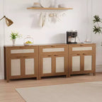 Credenza a buffet con contenitore, mobile in rattan con cassetto e anta decorata con ripiani regolabili, tavolo console da bar per soggiorno cucina