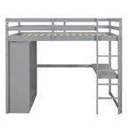 Letto a soppalco a grandezza naturale con armadio e scrivania, struttura letto a soppalco in legno con ripiani e cassetti per bambini, ragazzi e adulti