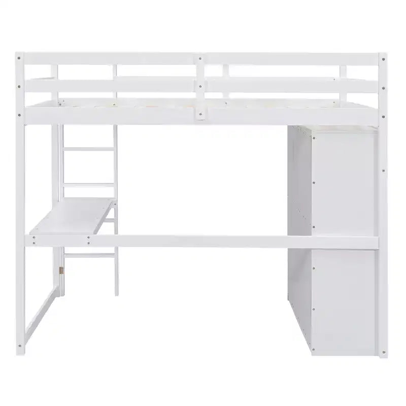 Letto a soppalco a grandezza naturale con armadio e scrivania, struttura letto a soppalco in legno con ripiani e cassetti per bambini, ragazzi e adulti