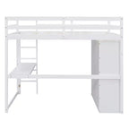 Letto a soppalco a grandezza naturale con armadio e scrivania, struttura letto a soppalco in legno con ripiani e cassetti per bambini, ragazzi e adulti