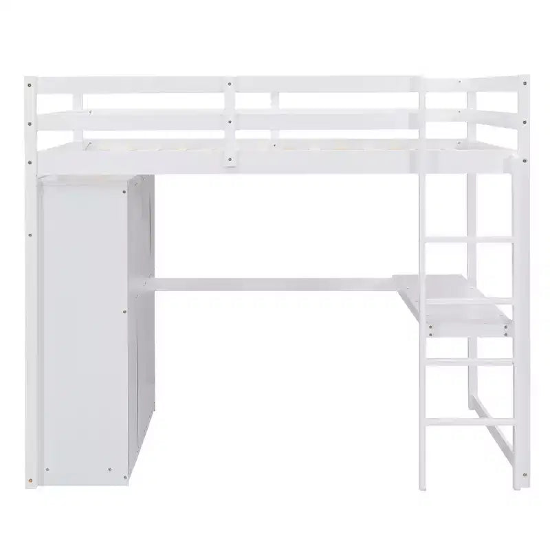 Letto a soppalco a grandezza naturale con armadio e scrivania, struttura letto a soppalco in legno con ripiani e cassetti per bambini, ragazzi e adulti
