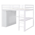 Letto a soppalco a grandezza naturale con armadio e scrivania, struttura letto a soppalco in legno con ripiani e cassetti per bambini, ragazzi e adulti