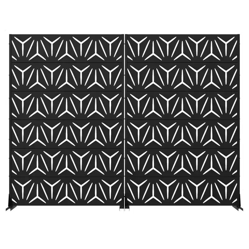 MAYEERTY Star 01 Divisorio in Acciaio Zincato Nero, 72x47x16, Paravento per Esterni Bifacciale da 6 Pezzi