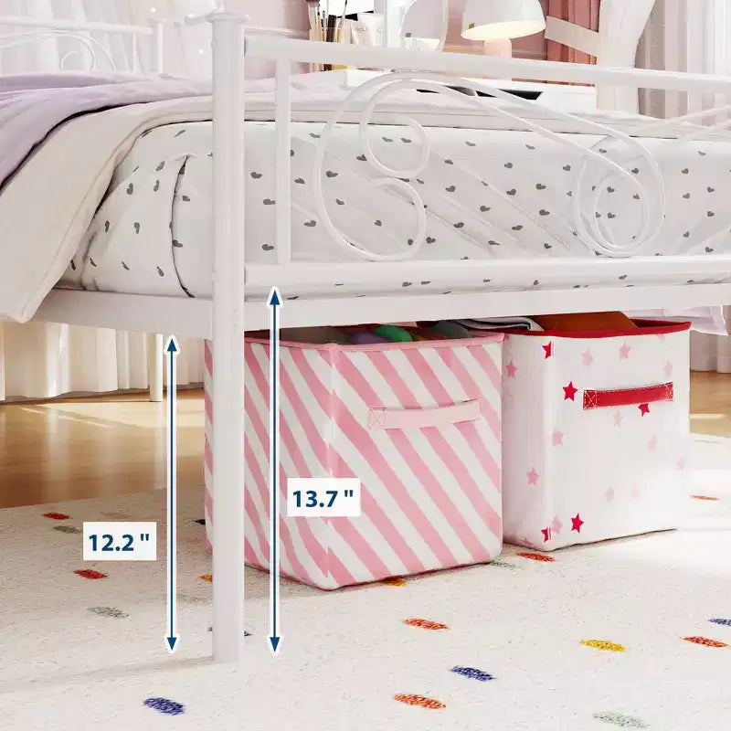 Struttura letto in metallo per letto singolo, Strutture letto con testiera, Struttura letto a piattaforma in metallo con pediera, Supporto a doghe in acciaio, Facile montaggio