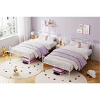 Struttura letto in metallo per letto singolo, Strutture letto con testiera, Struttura letto a piattaforma in metallo con pediera, Supporto a doghe in acciaio, Facile montaggio
