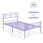Struttura letto in metallo per letto singolo, Strutture letto con testiera, Struttura letto a piattaforma in metallo con pediera, Supporto a doghe in acciaio, Facile montaggio