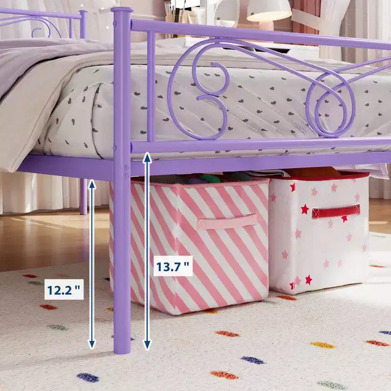 Struttura letto in metallo per letto singolo, Strutture letto con testiera, Struttura letto a piattaforma in metallo con pediera, Supporto a doghe in acciaio, Facile montaggio