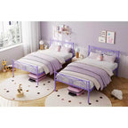 Struttura letto in metallo per letto singolo, Strutture letto con testiera, Struttura letto a piattaforma in metallo con pediera, Supporto a doghe in acciaio, Facile montaggio