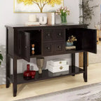 GDFStudio Hannah Vintage 46 Tavolino Consolle in Legno Massello con Armadietti e Ripiano Inferiore