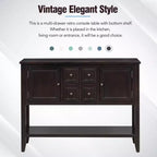 GDFStudio Hannah Vintage 46 Tavolino Consolle in Legno Massello con Armadietti e Ripiano Inferiore