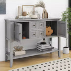 GDFStudio Hannah Vintage 46 Tavolino Consolle in Legno Massello con Armadietti e Ripiano Inferiore