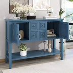GDFStudio Hannah Vintage 46 Tavolino Consolle in Legno Massello con Armadietti e Ripiano Inferiore