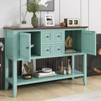 GDFStudio Hannah Vintage 46 Tavolino Consolle in Legno Massello con Armadietti e Ripiano Inferiore