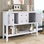 GDFStudio Hannah Vintage 46 Tavolino Consolle in Legno Massello con Armadietti e Ripiano Inferiore