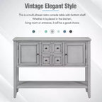 GDFStudio Hannah Vintage 46 Tavolino Consolle in Legno Massello con Armadietti e Ripiano Inferiore