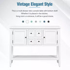GDFStudio Hannah Vintage 46 Tavolino Consolle in Legno Massello con Armadietti e Ripiano Inferiore