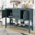 GDFStudio Hannah Vintage 46 Tavolino Consolle in Legno Massello con Armadietti e Ripiano Inferiore