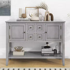 GDFStudio Hannah Vintage 46 Solid Wood Console Table with Cabinets and Bottom Shelf