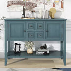 GDFStudio Hannah Vintage 46 Tavolino Consolle in Legno Massello con Armadietti e Ripiano Inferiore