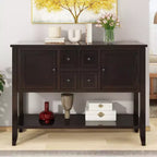 GDFStudio Hannah Vintage 46 Tavolino Consolle in Legno Massello con Armadietti e Ripiano Inferiore