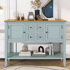 GDFStudio Hannah Vintage 46 Tavolino Consolle in Legno Massello con Armadietti e Ripiano Inferiore