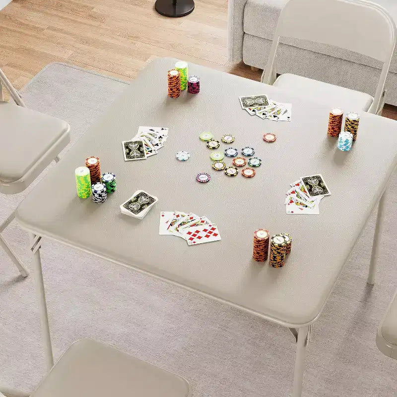 Acekool Tavolo da Gioco Pieghevole da 33,6 Pollici con Cuscino Morbido in PU, Tavolo Quadrato Portatile in Metallo per Soggiorno, Ufficio, Camera da Letto Design Pieghevole e Compatto