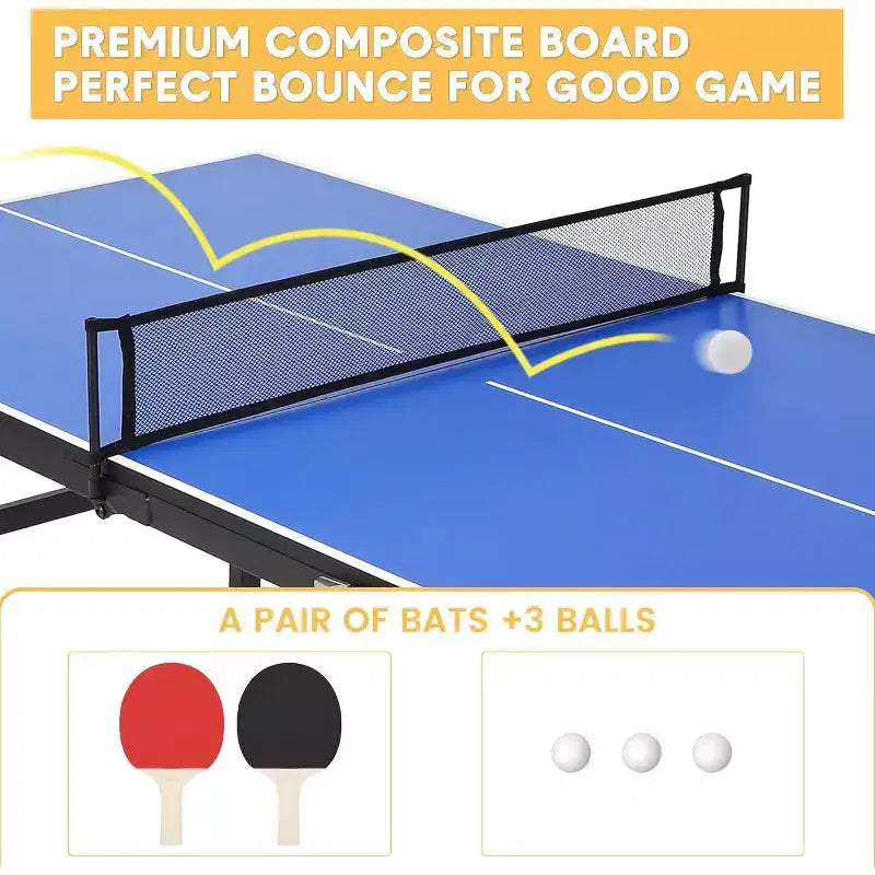 Set da ping-pong portatile Acekool con rete in nylon smontabile, 2 racchette e 3 palline, tavolo da ping-pong in alluminio impermeabile, blu